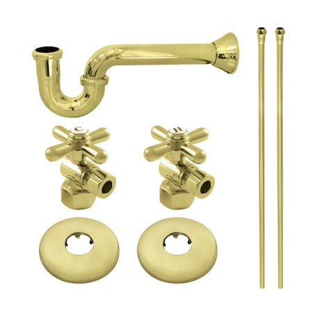 Kingston Brass KPK202 Plumbing Supply Kit with 1-1/2" P-Trap - 1/2" IPS Inlet x 3/8" Comp Oulet, Polished Brass KPK202